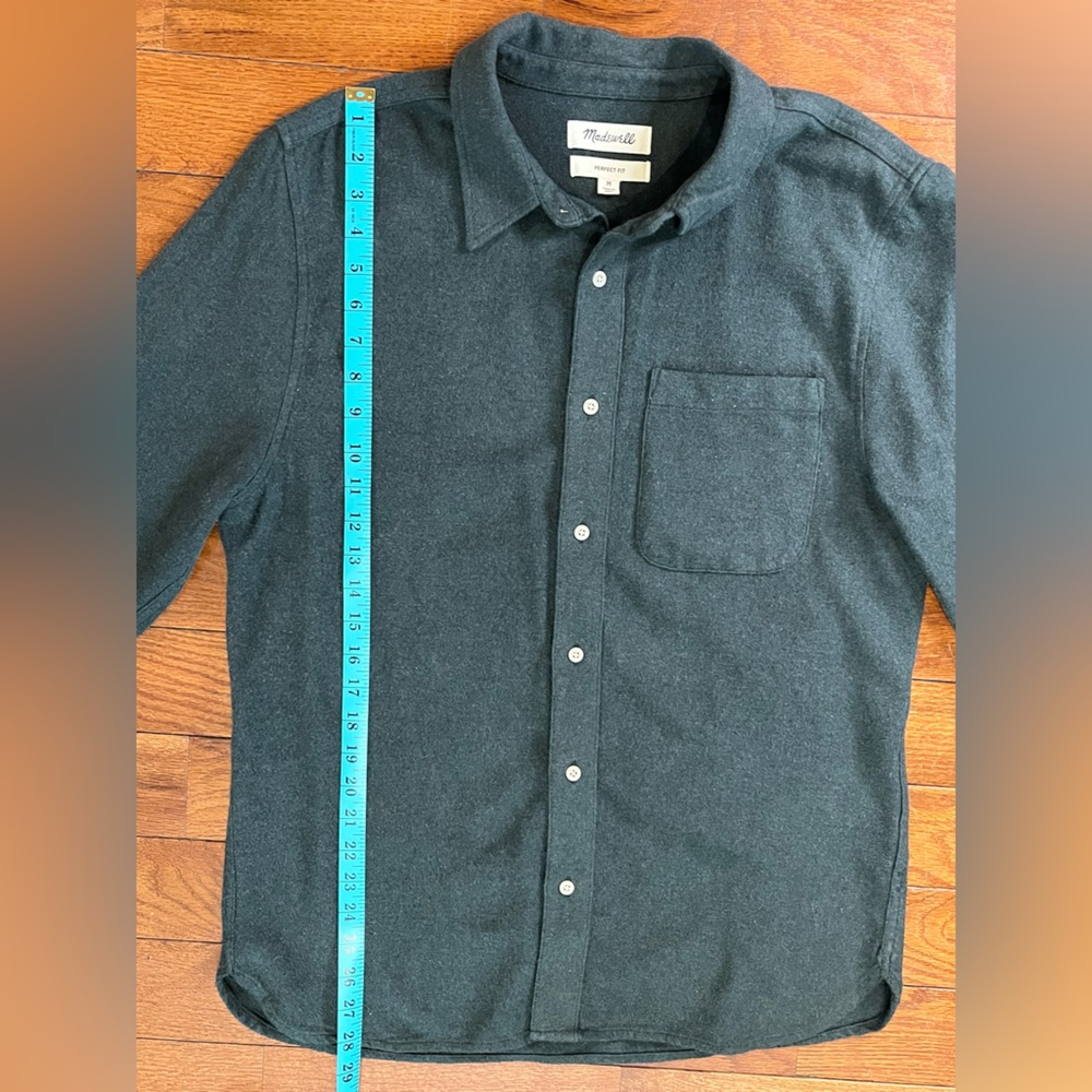 Madewell Perfect Fit Flannel Shirt Dark Green Men’s M Soft Cotton - Picture 3 of 9